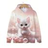Bluzy z kapturem Długi rękaw Ubranka dla dzieci Dziewczynka Chłopiec Jesień Bluza z kapturem Kreskówka Kot 3D Nadruk Streetwear Dzieci Góra