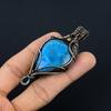 Neon Blue Apatite Pendant, 999 Copper Wire Wrapped Gemstone Jewelry, Handmade Pendant, For Mother Day