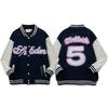 2024 Niche High Street Sp5der Spinnenweb Roze Letters Grote 5-letterige Print Kleurcontrast Amerikaanse Jas Honkbaluniform