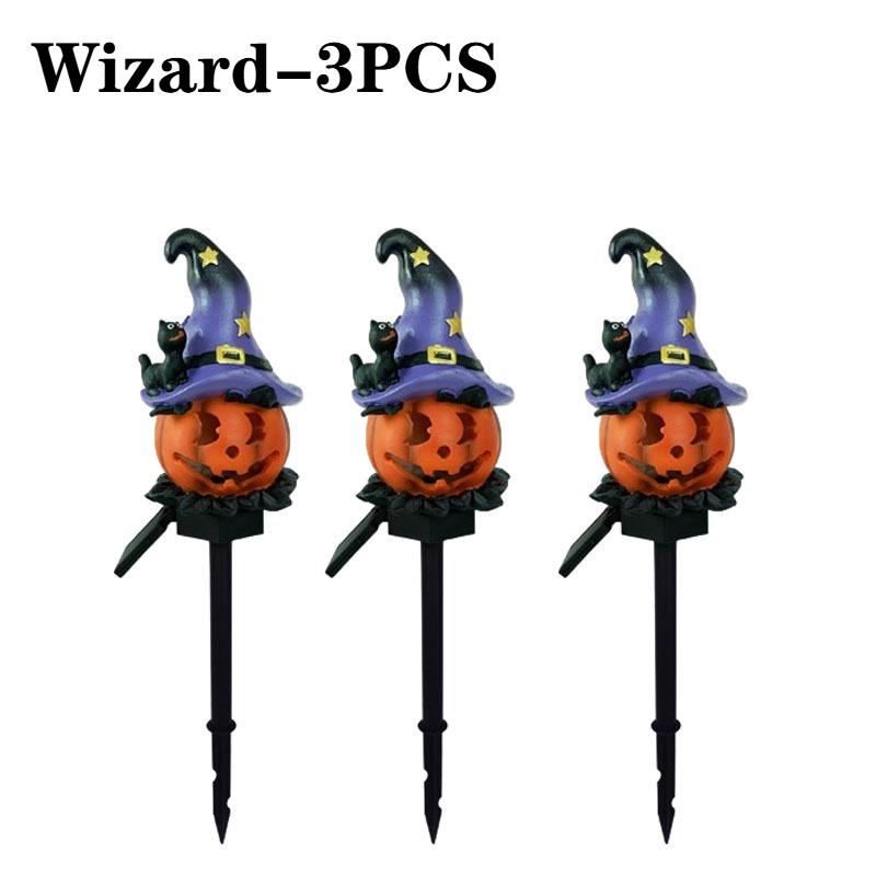 1-5PCS Solar Outdoor Yard Halloween Pumpkin Light Resin Craft Garden Ghost Festival Atmosphere Decoration Yard Stake Insert