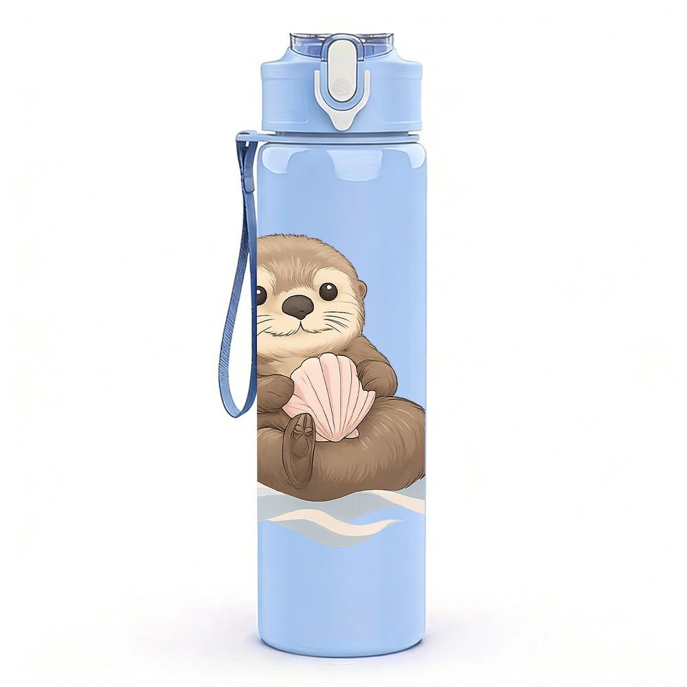 1PC Lazy Sloth Cartoon 750ml Color Plastic Sports Water Bottle Leakproof Flip Straw Lid Suitable for Sports Office Home Use