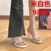 French Rhinestone One-word Slippers for Women's Summer Wear 2025 New Transparent Crystal and Foreign Sexy High-heeled Sandals