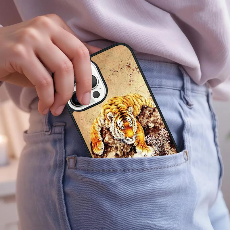 Animal Tiger Art Phone Case For iPhone 17 Air 15 16e 14 13 Pro Max Coque 12 11 Pro Max PLUS Cover