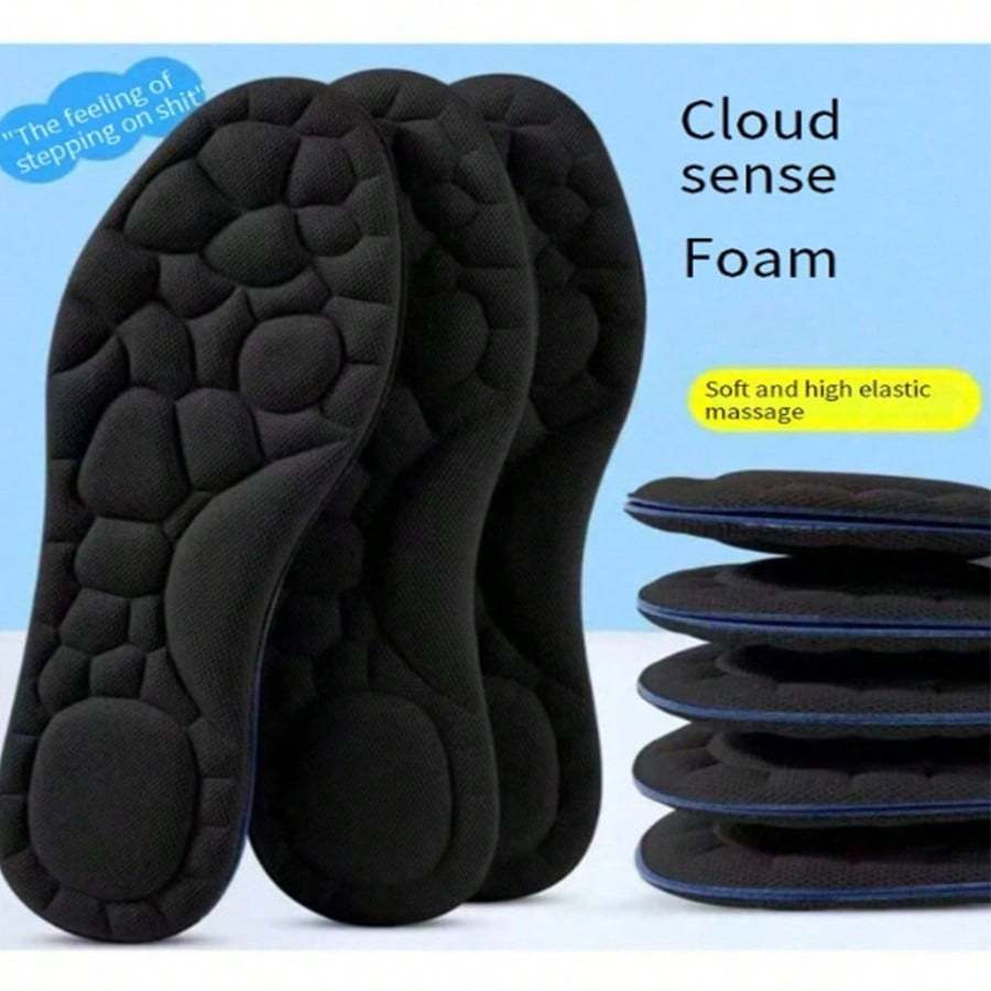 

2 шт. 5D стелька Женская мягкая спортивная стелька для бега Амортизирующая стелька Нейтральная стелька Новая эластичная Мужская и женская Супермягкая стелька Спортивная воздушная EUR43-44 чёрный