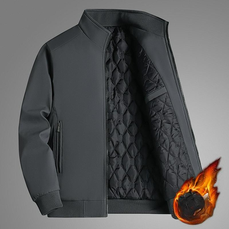 

Middle-aged and Elderly Jacket Men s Jacket Plus Cotton Thickened Warm Stand-up Collar Top Dad Large Size Casual Cotton Coat M