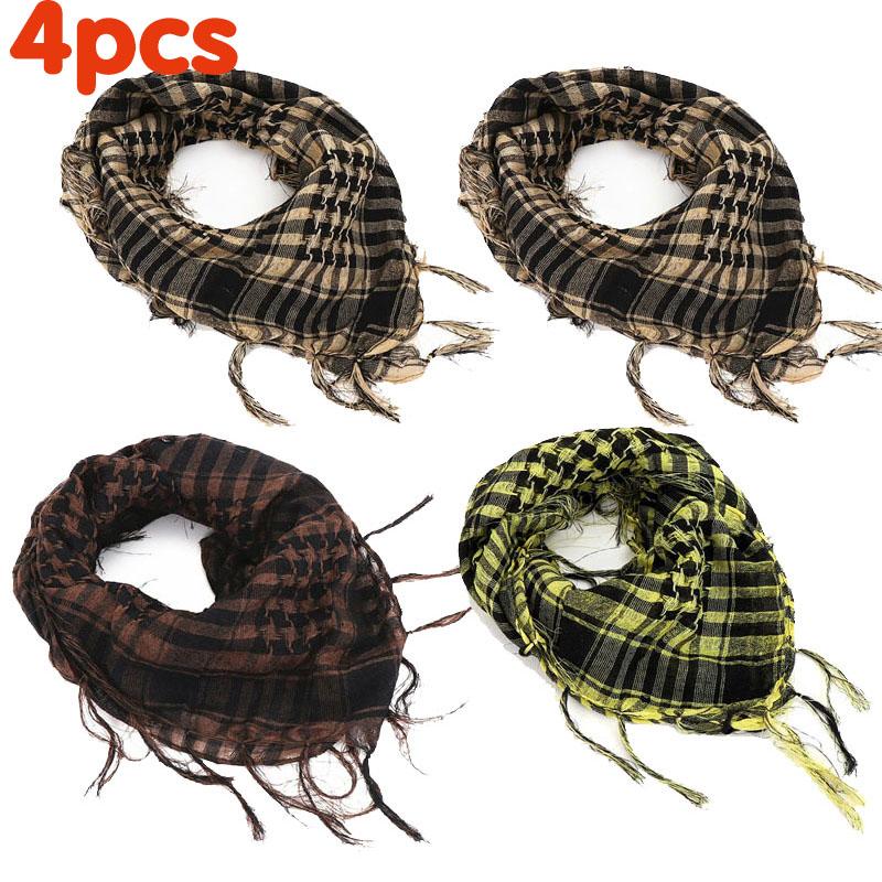 134Pcs Unisex Lightweight Plaid Fringed Arabian Desert Scarf Soft Tactical Scarf Men Ladies Turban Shawl Airsoft Pain