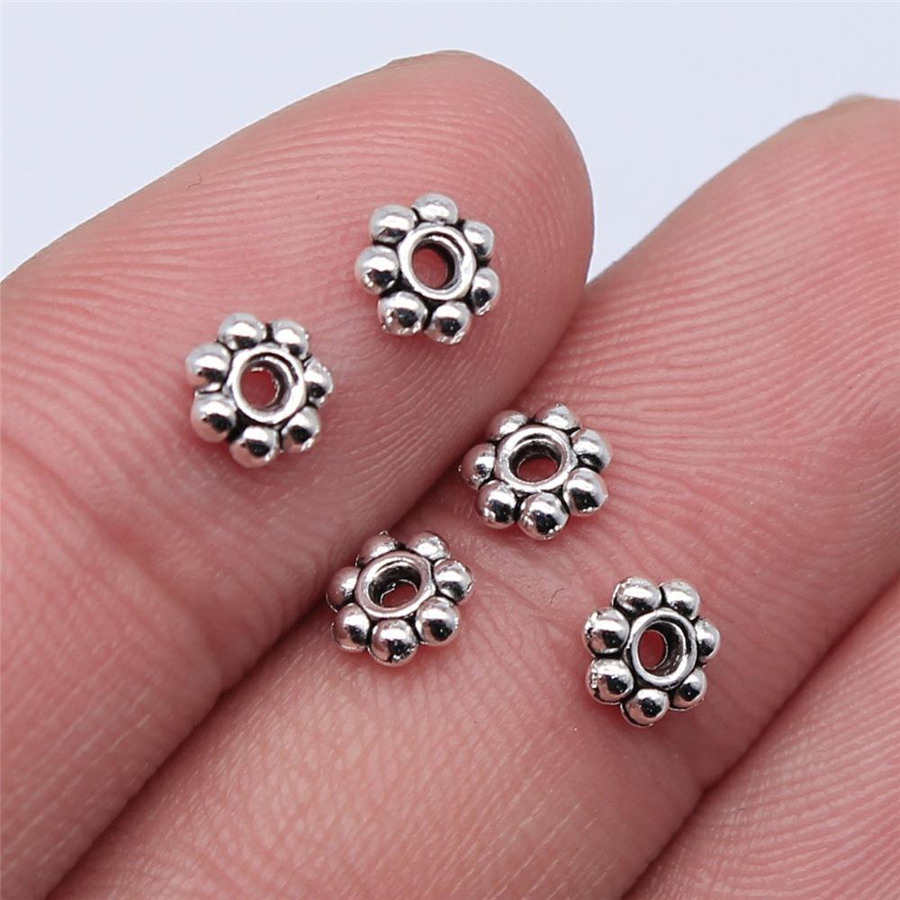 40pcs Antique Silver Color Small Spacer Beads Charm Pendants Jewelry Accessories DIY Small Spacer Beads Charms