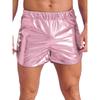 Men's Metallic Workout Shorts M-XL: Shiny Booty Shorts with Elastic Waist & Side Pockets for Bodybuilding, Gym & Yoga