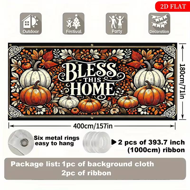 2D Rustic Fall Photography Backdrop with White and Orange Pumpkins