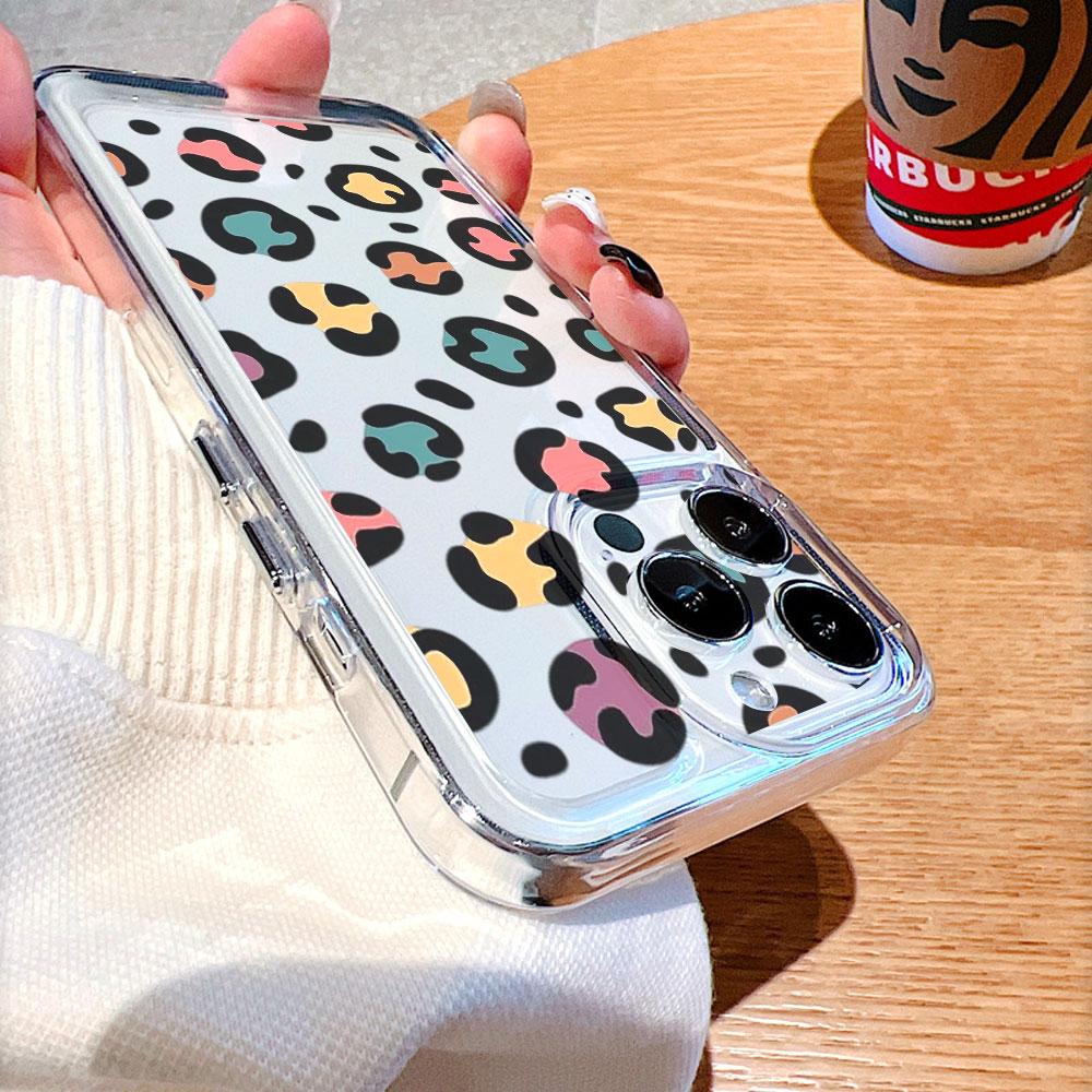 Colorful Leopard Print Pattern Lucency Phone Case for IPhone 14 15 16 13 12 11 17 Pro Max 12 13 Mini Soft Cover
