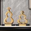 Gold-plated Hollow Gourd Ceramic Statue Desk Decoration Ornaments Creative Gourd Sculpture Porcelain Crafts Room Aesthetic Decor