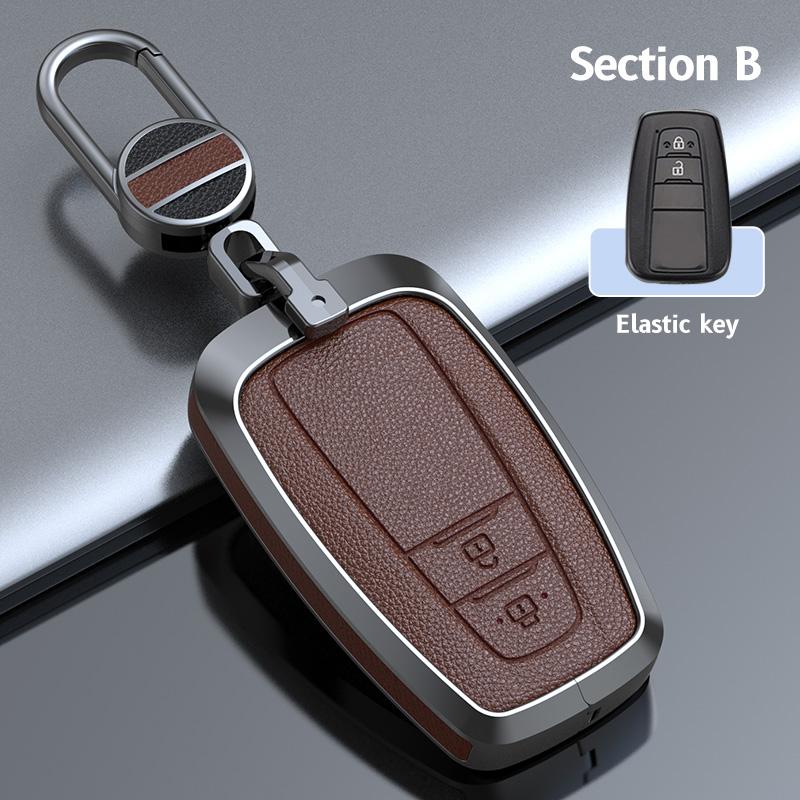 Zinc Alloy Cowhide Car Remote Key Case Fob for Toyota Prius Camry Corolla CHR C-HR RAV4 Land Cruiser Prado Keychain Accessories