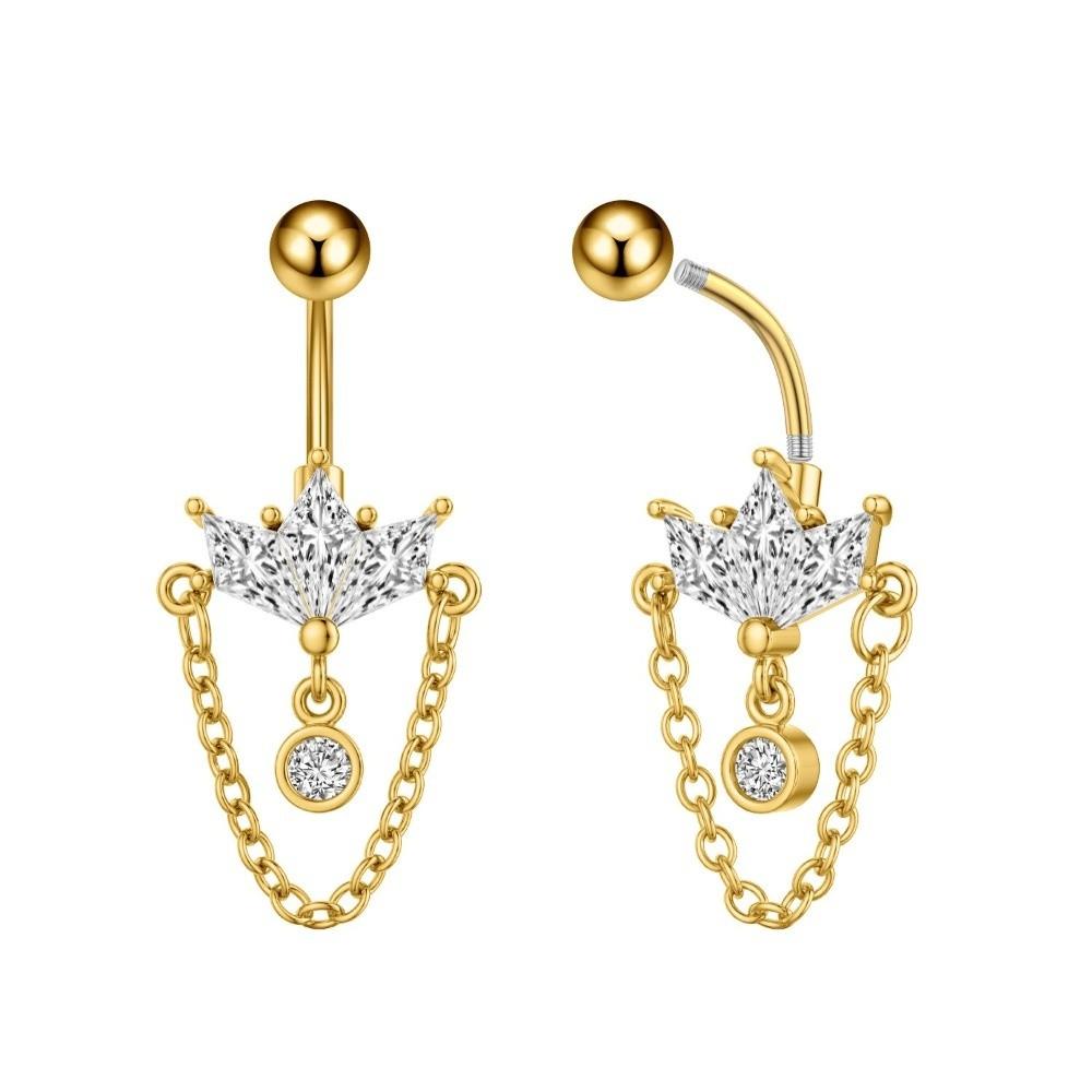 Elegant Crystal Ball Belly Button Rings Copper Shiny Body Jewelry New Gem Navel Piercing Men