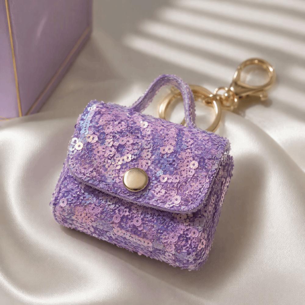 Fashion Sequin Sequin Mini Earphone Case Keychain Leather Pouch Backpack Pendant  Hanging Ornament