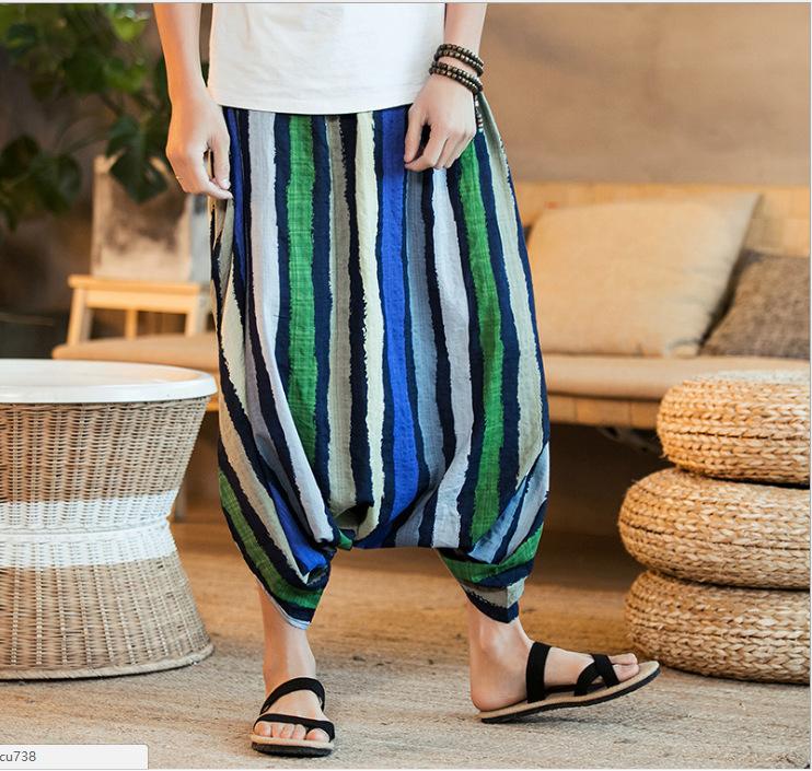 

Мужские весенние и летние мешковатые брюки больших размеров с Т-образным вырезом, широкие брюки, полосатые уличные брюки в стиле хип-хоп, Непал XXXXXL