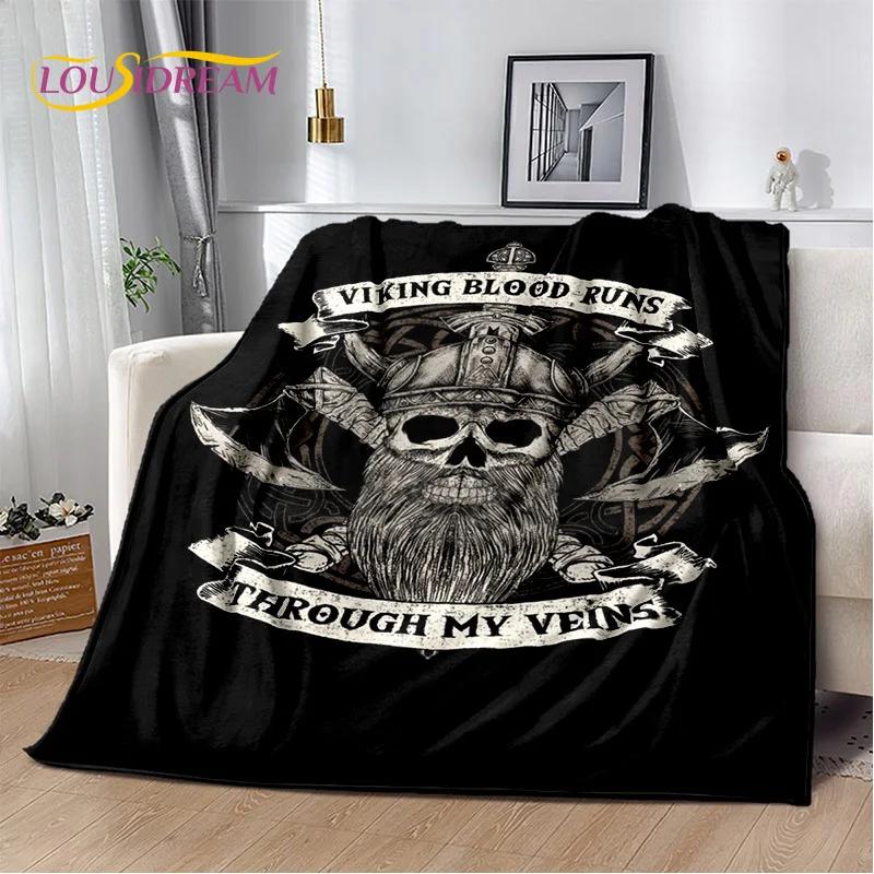 Retro Nordic Viking Mythology Odin Valhalla Blanket,Soft Throw Blanket for Home Bedroom Bed Sofa Travel Office Cover Blanket Kid