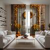 2pcs HD Harvest Festival Sunflower Garland Wooden Door Pumpkin Curtain Yellow Tie Digital Printed Curtain Home Decor Style De