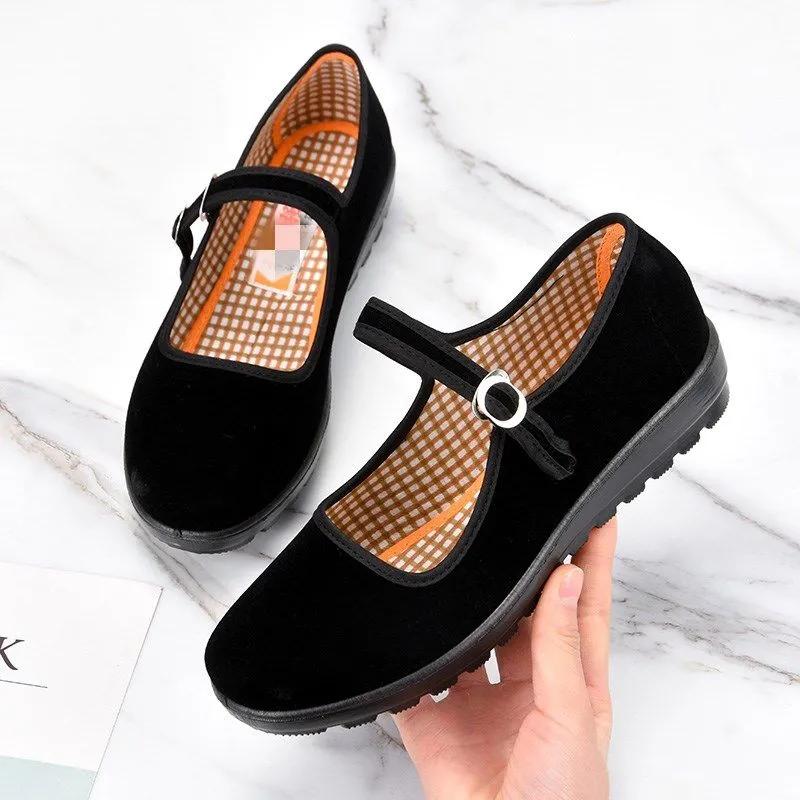 Sapatos Femininas Women Fashion Sweet Wine Red Buckle Strap Anti Skid Dance Shoes Lady Casual Comfort Black Shoe Ab624