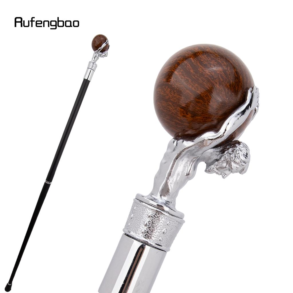 White Man Hold Ball White Walking Cane Fashion Decorative Walking Stick Gentleman Elegant Cosplay Cane Crosier 93cm