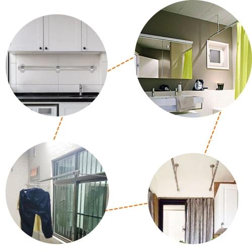 Ohamtes 4-Piece Clothes Rail Mounting Bracket, Shower Curtain Closet Tie Rod Support Frame, Curtain Rod Flange Socket, Handrail Mounting Bracket, Suit