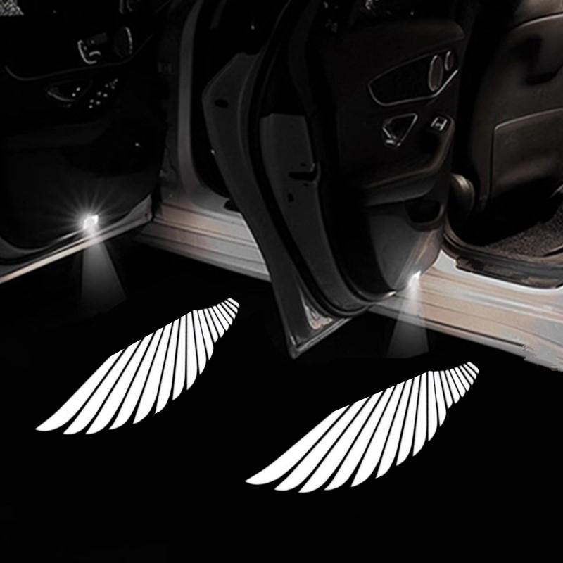 

2X Angels Wings Projector Car Door LED Light For VW Passat Golf CC Scirocco Touareg Sharan Teramont T-ROC Arteon Phideon Touran білий
