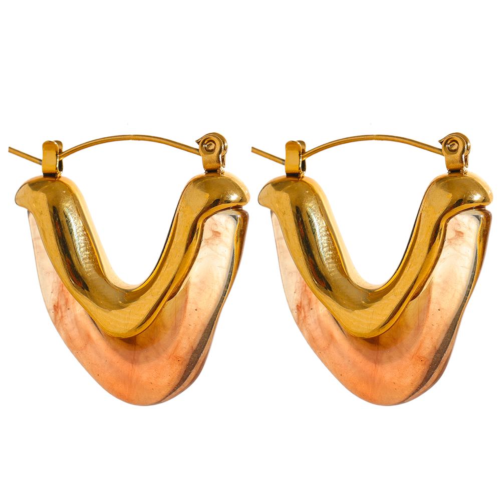 

Yhpup Fashion Acetic Acid Acrylic Stainless Steel V Shape Triangle Hoop Earrings for Women Temperament Charm Jewelry Gift