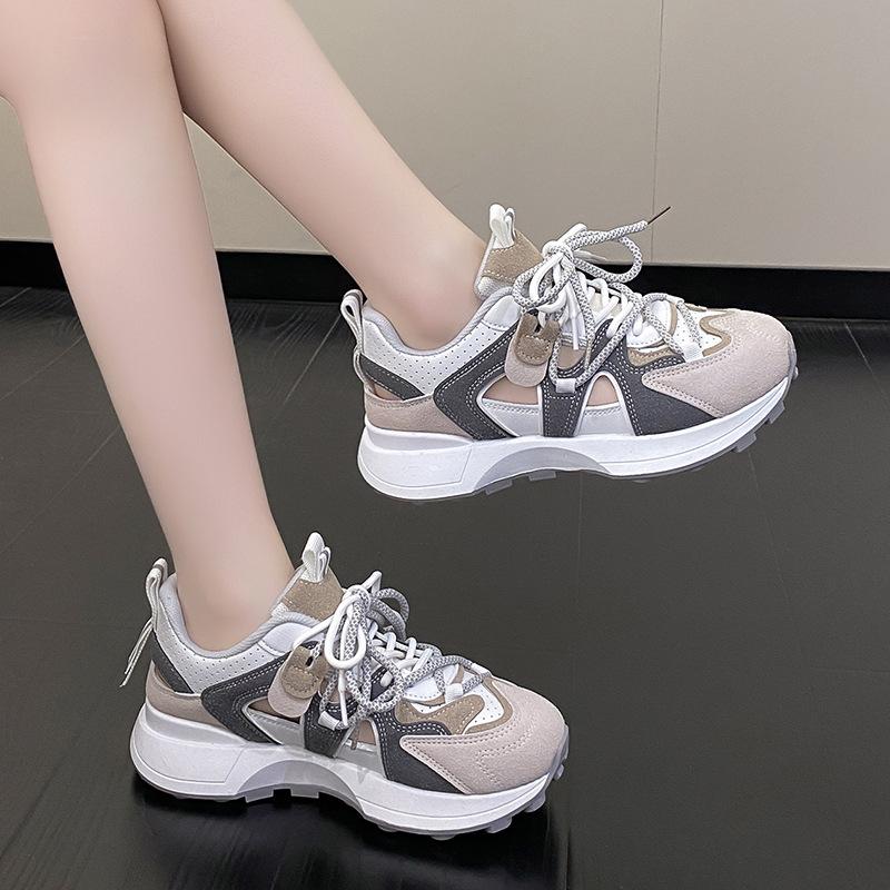 

Mesh breathable dad shoes women 2025 new Internet celebrity popular chic shoes platform versatile casual shoes 35 серый