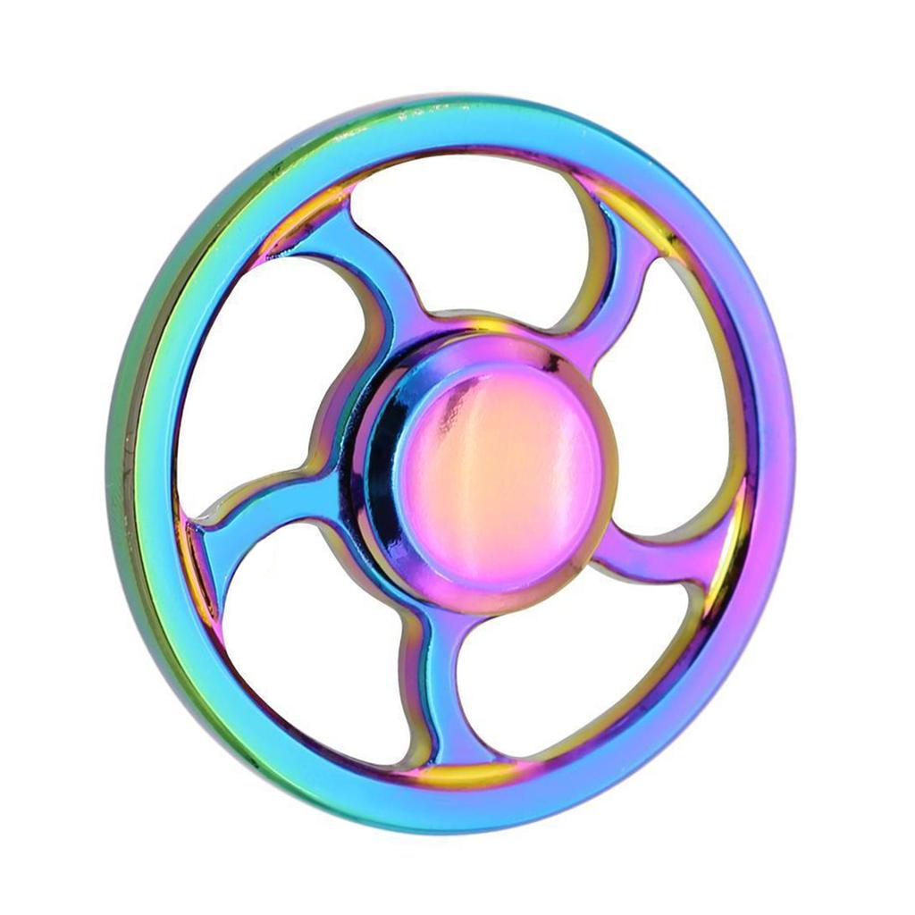 Regenbogen Farbe Aluminium Rad Runde Hand Finger Spinner Zappeln EDC Fokus Spielzeug Gyro