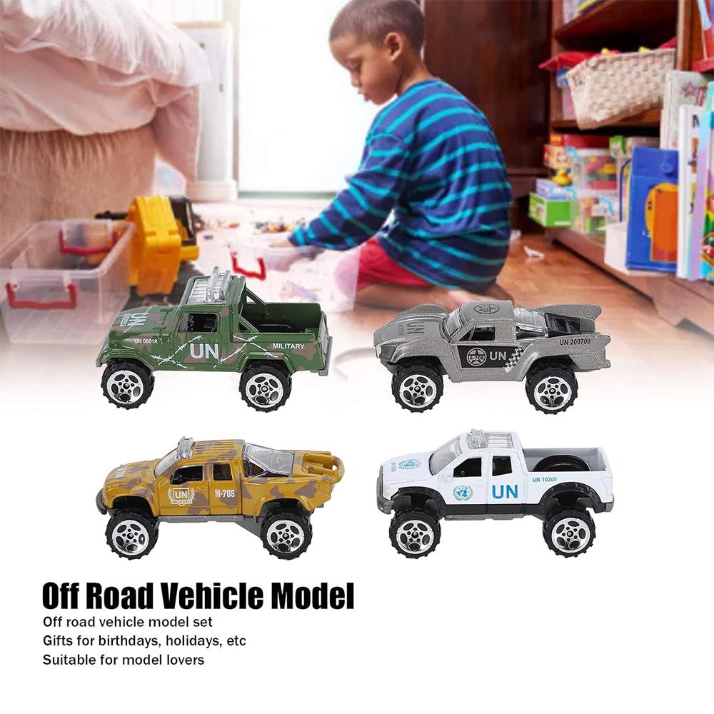 Giocattolo di camioncino in scala 1/64, 4 pezzi, modello di veicolo fuoristrada, giocattolo da corsa realistico in lega per kit di modelli di auto