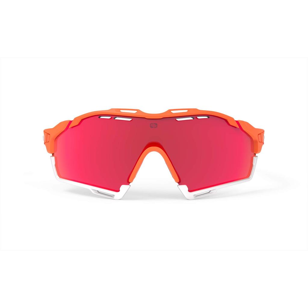 Rudy Project CUTLINE Sport Sonnenbrille Mandarin Fade Korallenfarbener Rahmen mit roten Gläsern und Stoßfänger, Multi-Laser Weiß, SP633846-0011