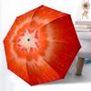 1 PC Automatic Folding Umbrella -Red fruitsPattern,Portable & Foldable Design with 8 Ribs,Christmas Birthday Gifts