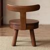 Solid Wood Entryway Shoe Stool Comfortable Curved Back Low Stool Thickened Durable Coffee Table Rotating Seat for Home Decor