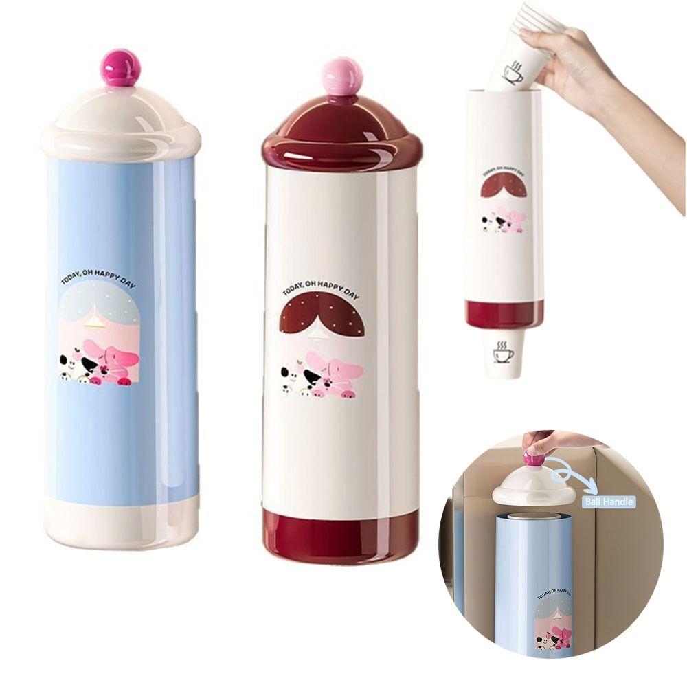 Wall-Mounted Automatic Cup Dispenser Dust-Proof Paper Cup Storage Rack Bar Counter