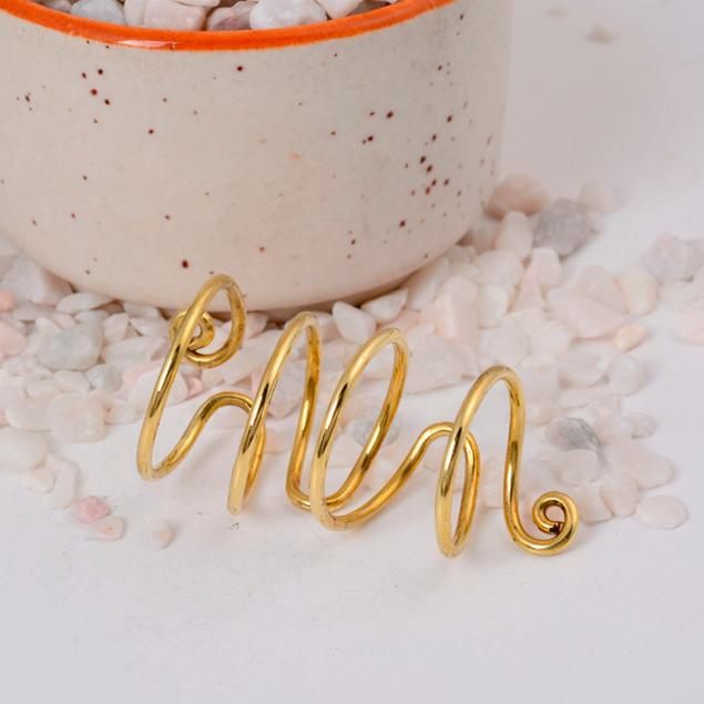 Extra Tall Gold Wire Spiral Ring: Dramatic long coil design with scroll ends, perfect for a statement thumb ring or loc jewelry.