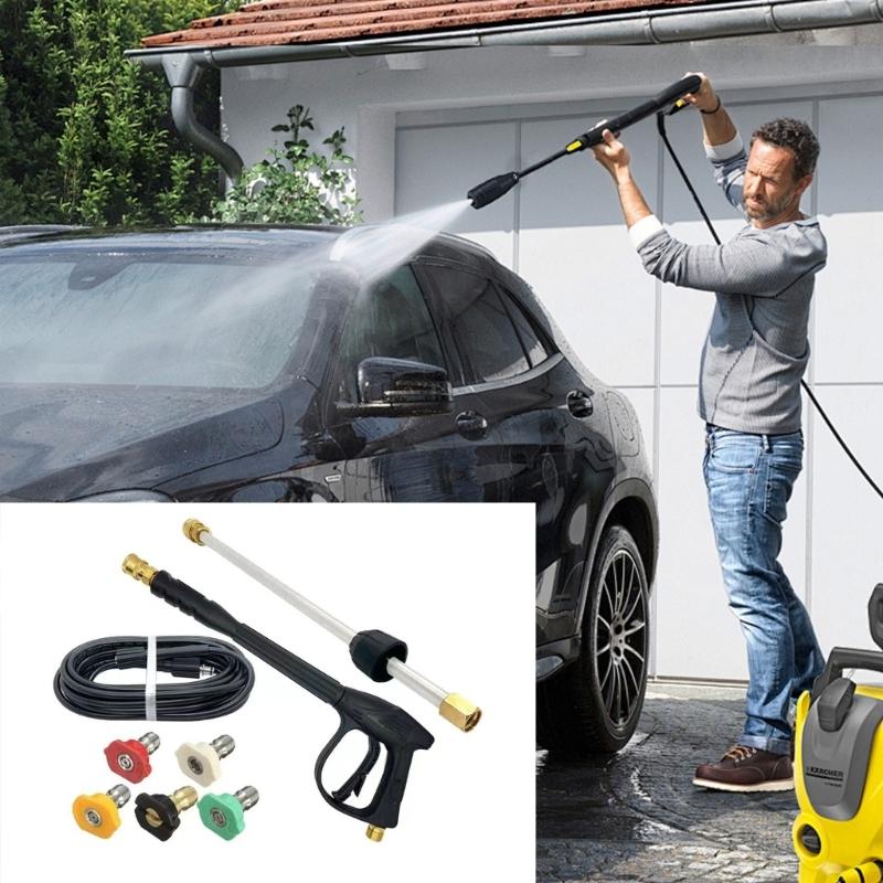 5 Pattern Adjustable Pressure Washer Guns Brass Valves Core Ergonomic Design for Concrete Cleaning Vehicle Maintenance