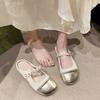 Baotou Semi-slippers Female Silver Mary Jane Sandals Summer Outside Wear A Footstool Lazy Shoes Single Shoes