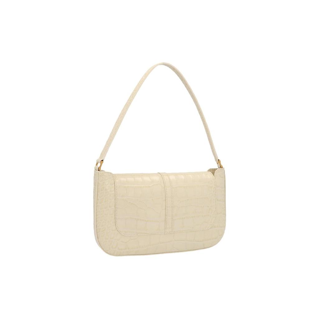 By Far Miranda Series Leather Crocodile Embossed Shoulder Bag Women Handbags Off-White 19FWMDASCEDMEDCE