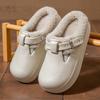Waterproof cotton slippers Home autumn and winter velvet cotton shoes Indoor and outdoor cotton towing belt buckle Warm platform shoes