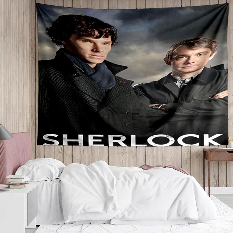 Sherlock Print Tapestry, Backdrop, Easy Setup, Ideal for Bedroom, Office & Living Room, with Aesthetic Wall Hanging Decor.