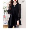 2026 Spring and Autumn New Large Size Tummy-Covering Slimming Top with Stylish Design, Chiffon Long-Sleeve Women's Top