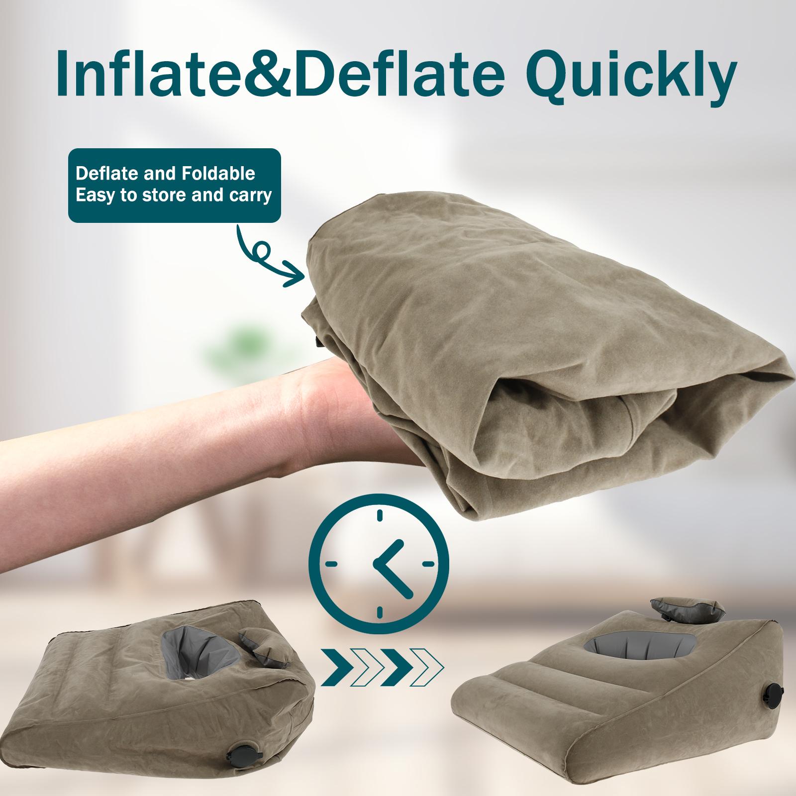 

Inflatable Pillow Lightweight Travel Wedge Pillow Bed Multifunctional Support Pillow Cushion Ergonomic Camping Rest Game Cushion grey