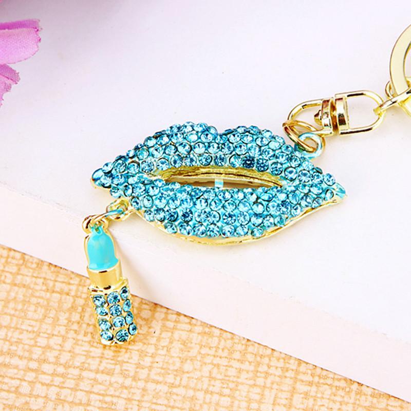 Fantastisk Strass Röd Läpp Metall Nyckelring Bedårande Trendig Bilnyckelhållare