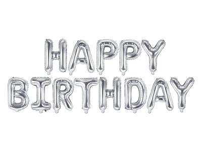 Silver Happy Birthday Foil Balloon 340X35 Cm