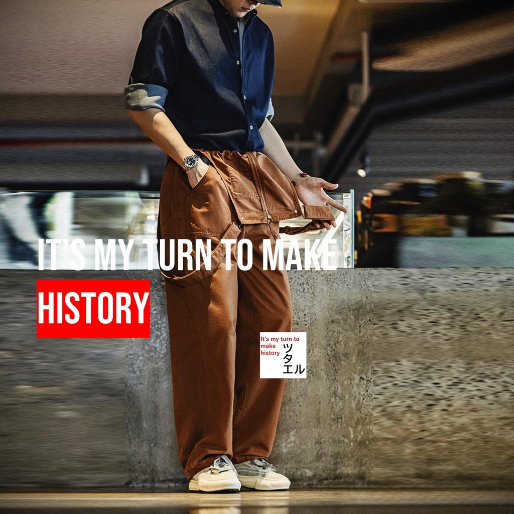 Tsutaeru Vintage Military Deck Cotton Overalls Men's Pants, Navy, 100% (JP, Alphabet, L, Brown)