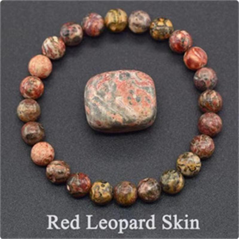 8mm Rose Natural Stone & Tiger Eye Crystal Elastic Unisex Bracelet