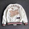Unisex Multi-Logo Embroidered Leather Baseball Jacket - Autumn/Winter Loose Fit Single-Breasted Outerwear