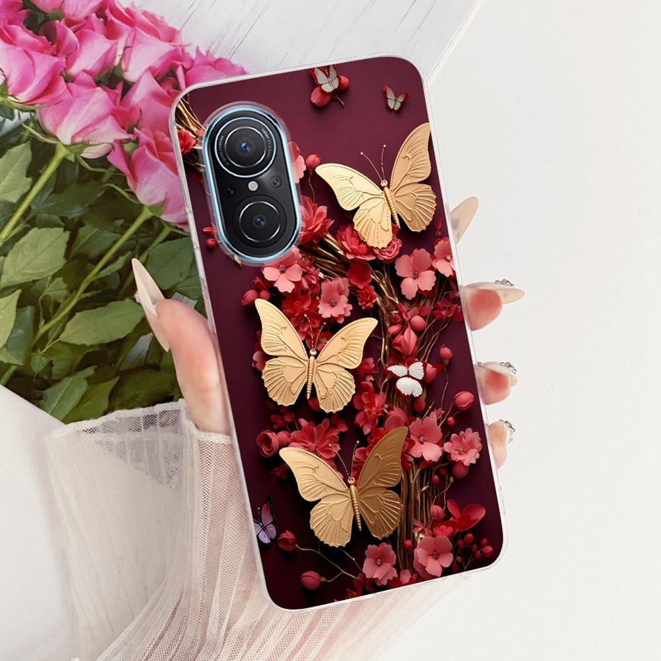 For Huawei Nova 9 SE Nova9 Cute Flower Butterfly Cat Painted Case For Huawei Nova 9 9SE Soft Silicone TPU Phone Cases