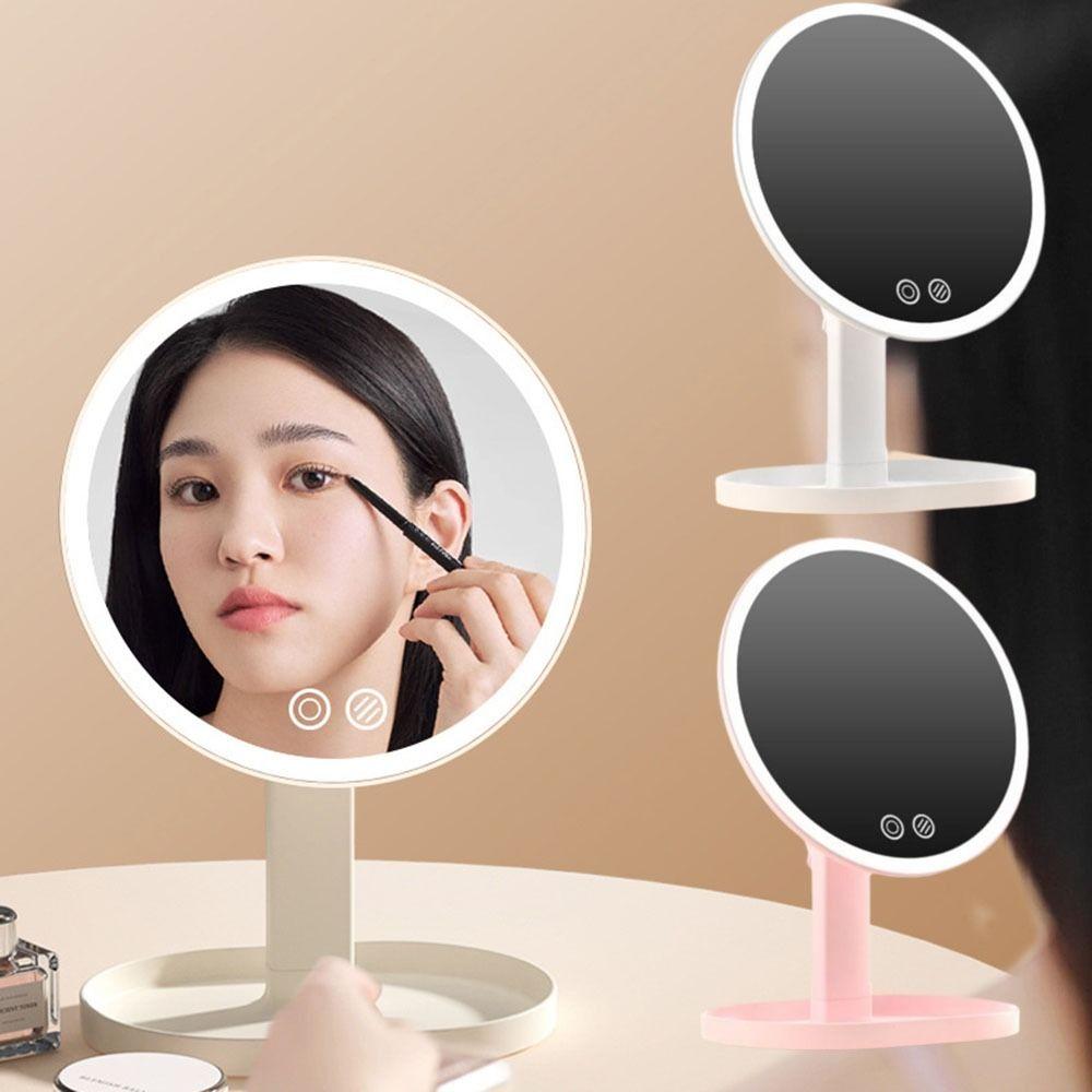 Tricolor Light Daylight Vanity Mirror Rotatable Portable Cosmetic Mirror  Travel