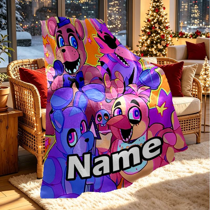 Custom Name Personalized Five Nights at Freddy's Print Blanket, Home Decor, Bedroom, Sofa, Camping, Couch, Gifts for Birthday Christmas