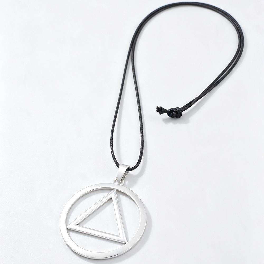Bohemian Retro Distressed Silver Pendant Necklace with Cord Chain